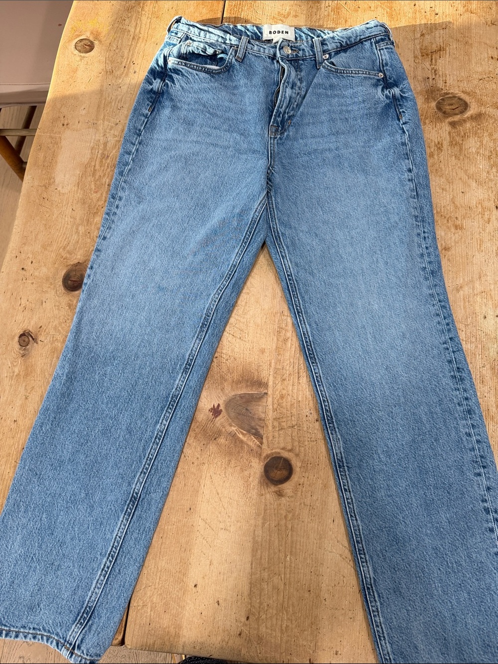 Boden Women Sz 30 High Rise Straight Leg Jeans Light Wash Classic Denim